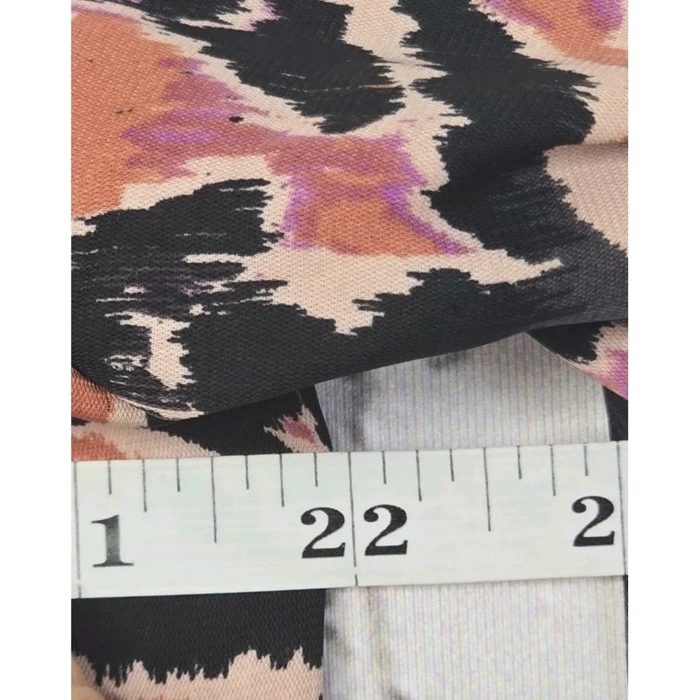 Evereve Blouse Large L Abstract Floral Print Ruffle High Neck Short Sleeve Top - Picture 8 of 10